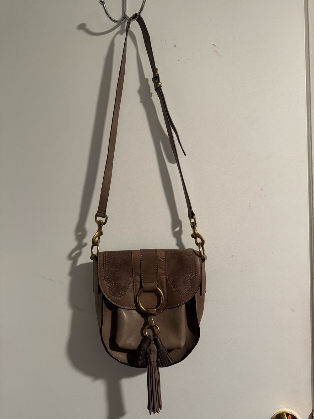 Frye Taupe Brown Leather Saddlebag - Picture 2 of 4